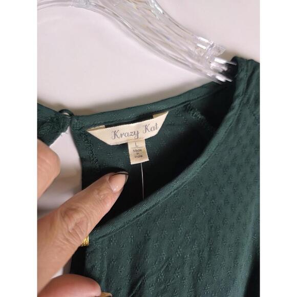 Women's Kraft Kat Boho Green Top Tunic Blouse size Large - Picture 4 of 9